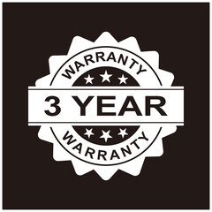 3 years warranty icon isolated on black background