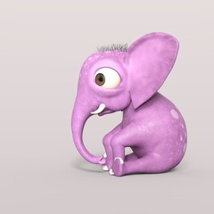 3D-illustration of a cute and funny cartoon elephant. isolated rendering object