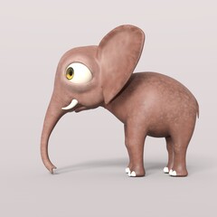 3D-illustration of a cute and funny cartoon elephant. isolated rendering object