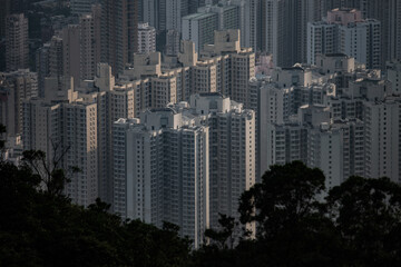 Fototapeta premium Hong Kong Victoria harbor city landscape, business downtown urban with skyline building tower, Asia district scene of skyscraper architecture view to travel