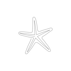 Continuous one line drawing of sea starfish. Minimalistic art, logo concept. Vector illustration.