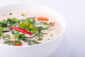 Favorite food in Thailand. Steamed Eggs in the white bowl.