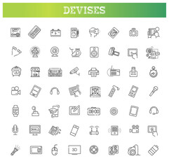 Electronics Line Icon Set. Set vector line icons, sign and symbols in flat design