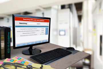 Using medical record system to search COVID-19 diseases code from ICD-10 guideline.