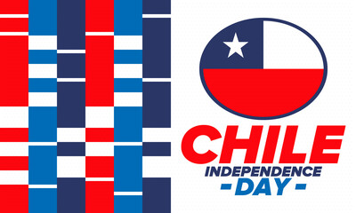Chile Independence Day. Happy national holiday Fiestas Patrias. Freedom day. Celebrate annual in September 18. Chile flag. Patriotic chilean design. Poster, card, banner, template, background. Vector