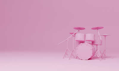 3d rendering professional drum set illustration design with empty space
