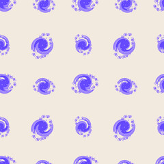 Purple Paisley Abstract Pattern Expressionism Digital Illustration. Vector Design Seamless Modern Texture.