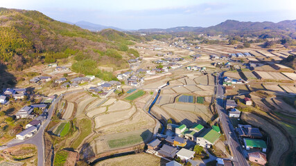 日本の田園風景ドローン撮影・淡路島