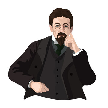 Chekhov, Russian writer. Portrait, vector graphics