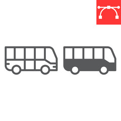 Bus line and glyph icon, transportation and vehicle, bus vector icon, vector graphics, editable stroke outline sign, eps 10