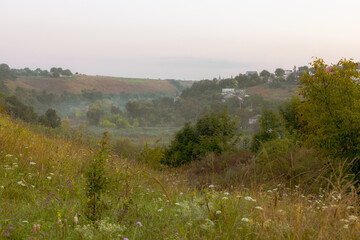 Obraz premium Green canyon in the morning hours of the city of Kamenets-Podolskiy, Ukraine.