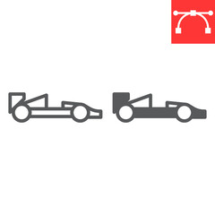 Race car line and glyph icon, transportation and vehicle, racing car vector icon, vector graphics, editable stroke outline sign, eps 10