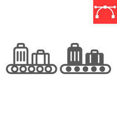 Baggage claim line and glyph icon, airport and luggage, baggage claim vector icon, vector graphics, editable stroke outline sign, eps 10