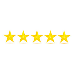 Five glod star icon on white background