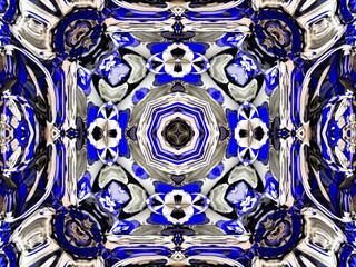 flower gzhel deco round mandala design decorative elements indigo, blue line and white area for coloring. shadow around of mandala and color background. arab, islam, indian, chinese yoga illustration