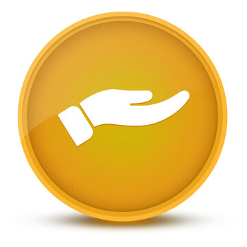 recommend clip art: Hand luxurious glossy yellow round button abstract