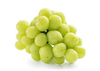 Beautiful a bunch of Shine Muscat green grape isolated on white background.