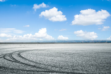 Empty and clean asphalt road and skyline view in summer, Asia