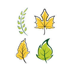 Spring leaf icon set design illustration template
