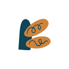 Abstract boho vector shapes. Doodle icon for fashion design, summer season or natural concept. Modern hand drawn illustration.