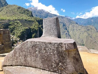[Peru] Machu Picchu: Intihuatana Stone (sundial)  and beautiful mountain views