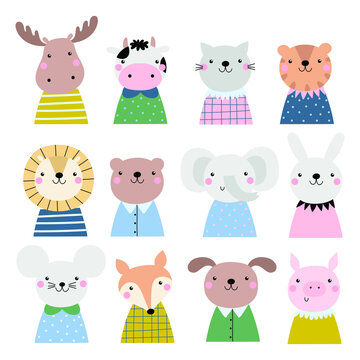 Vector set with cute animals.
