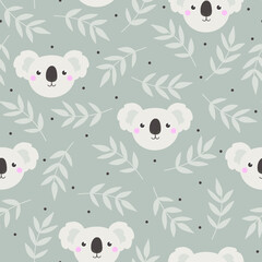 Seamless pattern with cute koala.