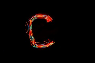 Letter C. Light painting alphabet. 