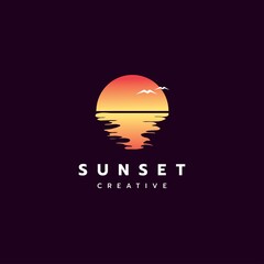 Sunset logo design illustration vector template