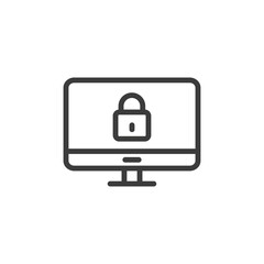 Locked or secured computer icon on white background