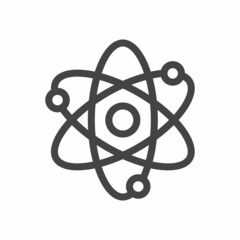 Atom icon. Outline vector illustration isolated on white background.