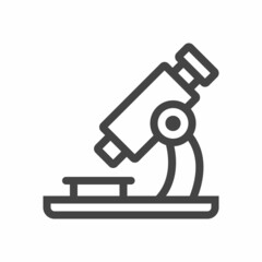 Microscope icon. Outline vector illustration isolated on white background.