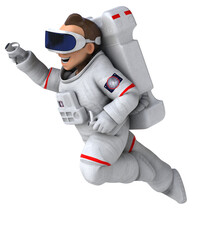 Fun 3D Illustration of an astronaut with a VR Helmet