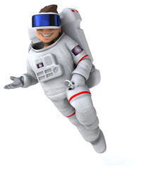 Fun 3D Illustration of an astronaut with a VR Helmet