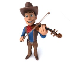 Fun 3D illustration of a cartoon cowboy