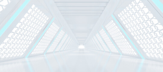 Abstract Futuristic empty floor and room Sci-Fi Corridor With light for showcase,room,interior,display products.Modern Future cement floor and wall background technology interior concept.3d render © Nuchjaree