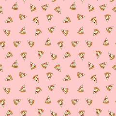 Seamless pattern with pizza slices. Design for clothing, fabric and other items.