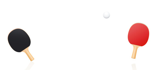 Ping pong game, two bats playing table tennis. Symbol for sporting competition, match, rivalry, battle, fight or for psychological back and forth effect. Vector illustration on white background.
