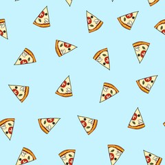 Seamless pattern with pizza slices. Design for clothing, fabric and other items.