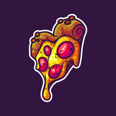 DELICIOUS PIZZA FOR STICKER AND ILLUSTRATION