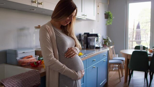 Pregnant woman dreaming about childbirth. Shot with RED helium camera in 8K