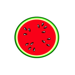 Half a watermelon, top view on a white background.Vector illustration.Watermelon can be used in postcards,cosmetics, menus,juice packages.