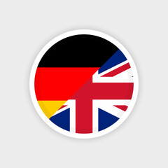 Flag of Germany and the United Kingdom with circle frame and white background