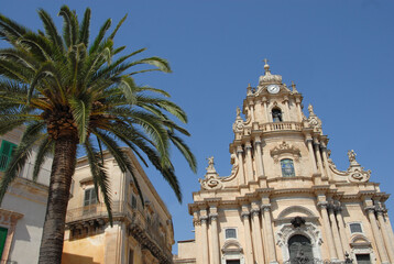 Fototapeta na wymiar The famous collegiate Cathedral of San Giorgio is the main Catholic place of worship of Ragusa, one of the most important monuments of the city of Ragusa.