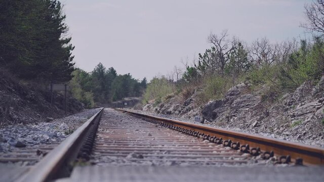 railroad tracks in the mountains