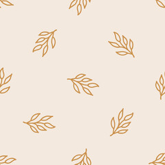 Fototapeta na wymiar Seamless pattern with hand-drawn leaves