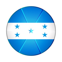Glass light ball with flag of Honduras. Round sphere, template icon. National symbol. Glossy realistic ball, 3D abstract vector illustration highlighted on a white background. Big bubble
