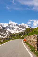 Naklejka premium mountain roads between Ceresole Reale and the Nivolet hill in Piedmont in Italy