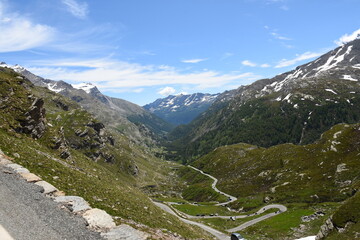 mountain roads between Ceresole Reale and the Nivolet hill in Piedmont in Italy