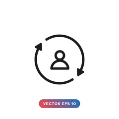 Switch user icon. Vector icon with a person and two arrows.